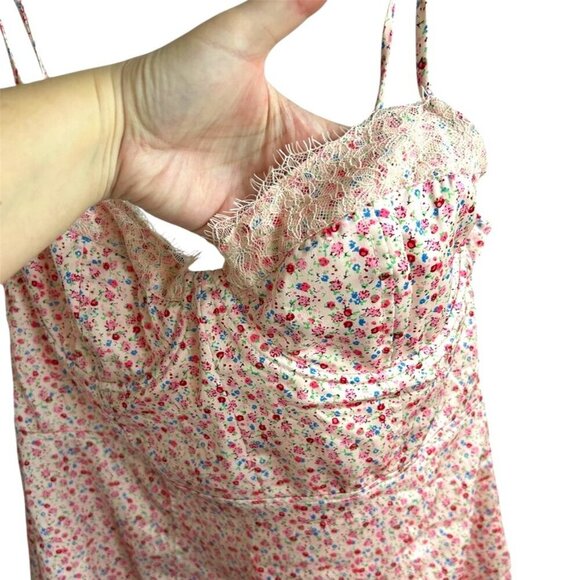 COTTON CANDY LA Pink Floral Satin Slip Mini Dress US M - Picture 4 of 7